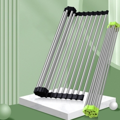Kệ Để Chén Xếp Gọn Inox Gắn Bồn Rửa Chén, Có Thể Cuộn Tròn, Giải Pháp Tiện Ích Cho Mọi Gia Đình
