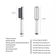 Lược Điện Chải Tóc Tạo Kiểu Uốn Thẳng 3 In 1 Đa Năng Cao Cấp Chuyên Nghiệp Dành Cho Salon 6 Mức Nhiệt