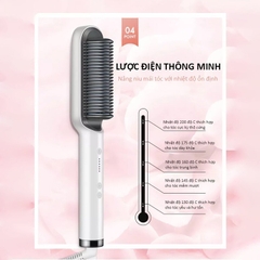 Lược Điện Chải Tóc Tạo Kiểu Uốn Thẳng 3 In 1 Đa Năng Cao Cấp Chuyên Nghiệp Dành Cho Salon 6 Mức Nhiệt