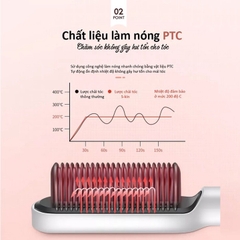 Lược Điện Chải Tóc Tạo Kiểu Uốn Thẳng 3 In 1 Đa Năng Cao Cấp Chuyên Nghiệp Dành Cho Salon 6 Mức Nhiệt
