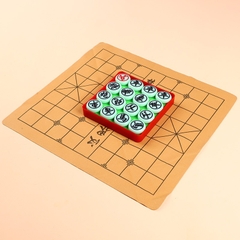 Cờ Tướng Cao Cấp Giả Ngọc Trắng Xanh Nhựa Melamin Nguyên Khối Kèm Bàn Cờ Da PU Size 38-48mm