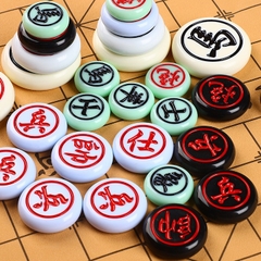 Cờ Tướng Cao Cấp Giả Ngọc Trắng Xanh Nhựa Melamin Nguyên Khối Kèm Bàn Cờ Da PU Size 38-48mm