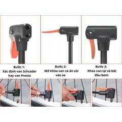 Bơm Đạp Chân Xe Máy 2 Ống J44b-01 Bee Cho Xe Đạp, Xe Hơi Cao Cấp