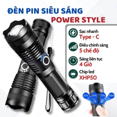Đèn Pin Siêu Sáng Dùng Chip Led XHP50 Dùng Pin 26650 Dung Lượng Cao, Có Led Báo Dung Lượng Đèn Cầm Tay Cao Cấp
