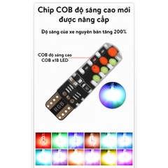 [Có Lưu Màu] Đèn Led Demi Xi Nhan Xe Máy T10 Silicone COB RGB 16 Màu Có Remote (1 Cặp + Remote)