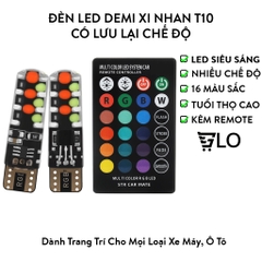 [Có Lưu Màu] Đèn Led Demi Xi Nhan Xe Máy T10 Silicone COB RGB 16 Màu Có Remote (1 Cặp + Remote)
