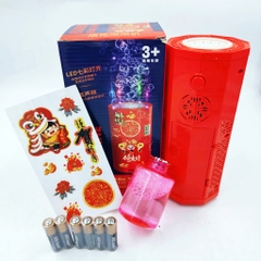 [Loại Lớn Kèm 6 Pin AA] Máy Thổi Bong Bóng Pháo Hoa 10 Lỗ Dung Tích 120ml Có Nhạc Và Đèn Trang Trí Chào Mừng Năm Mới