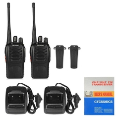 Combo 2 Cái Bộ Đàm Baofeng BF888S Kèm Tai Nghe Cự Ly Đến 5km Full Phụ Kiện, 16 Kênh Tần Số 400.00- 470.00MHz