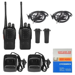 Combo 2 Cái Bộ Đàm Baofeng BF888S Kèm Tai Nghe Cự Ly Đến 5km Full Phụ Kiện, 16 Kênh Tần Số 400.00- 470.00MHz