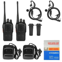 Combo 2 Cái Bộ Đàm Baofeng BF888S Kèm Tai Nghe Cự Ly Đến 5km Full Phụ Kiện, 16 Kênh Tần Số 400.00- 470.00MHz