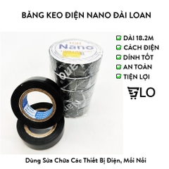 Băng Keo Điện Đen Nano Đài Loan 20Yard - Cách Điện An Toàn