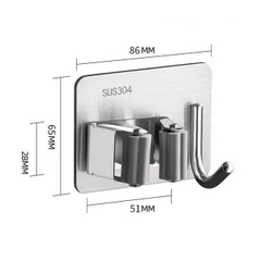 Móc Kẹp Inox Treo Chổi, Cây Lau Nhà Đa Năng Chịu Lực Đến 15kg, Không Cần Khoan, Có Keo Dán Kèm Theo