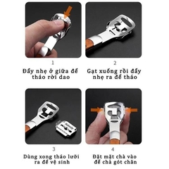 Dụng Cụ Chà Gót Chân, Mài, Tẩy Da Chết Inox Cao Cấp Kèm 10 Lưỡi Dao Cạo Thay Thế
