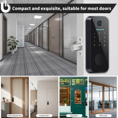 Khóa cửa thông minh mở bằng mật khẩu mặt kính cao cấp cho căn hộ hiện đại Locktek FF01