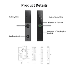 Khóa cửa thông minh vân tay chuyên lắp trong căn hộ tay nắm ngang Locktek G20