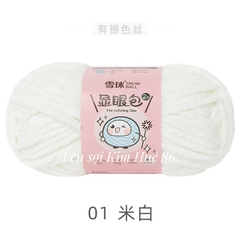 Len nhung mèo kim tuyến cỡ sợi 4,5mm cuộn 50g