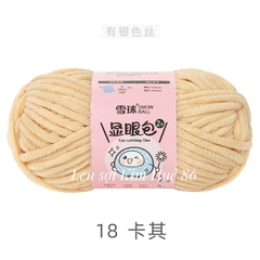 Len nhung mèo kim tuyến cỡ sợi 4,5mm cuộn 50g