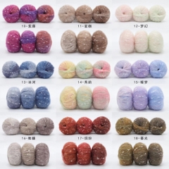 Len Mohair bông tuyết màu cầu vồng cuộn 50g