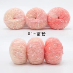 Len Mohair bông tuyết màu cầu vồng cuộn 50g