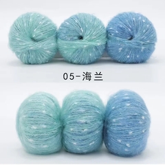 Len Mohair bông tuyết màu cầu vồng cuộn 50g