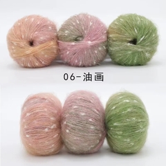 Len Mohair bông tuyết màu cầu vồng cuộn 50g