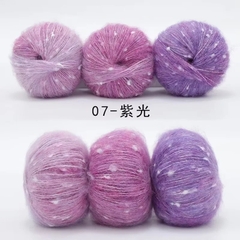 Len Mohair bông tuyết màu cầu vồng cuộn 50g