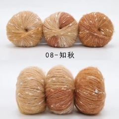 Len Mohair bông tuyết màu cầu vồng cuộn 50g