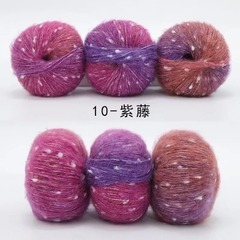 Len Mohair bông tuyết màu cầu vồng cuộn 50g