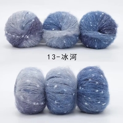 Len Mohair bông tuyết màu cầu vồng cuộn 50g