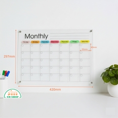 Bảng kế hoạch tháng/tuần 42x29.7cm mica 3mm in uv gắn nam châm A3