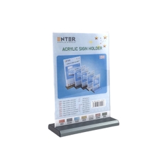 Kệ mica 2 mặt Enter E30 150x210mm đế nhôm A5 đứng, Kệ menu nhà hàng, Standee mica để bàn, Bảng quét mã QR Code (20)