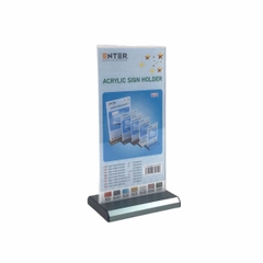 Kệ mica 2 mặt Enter E32 100x210mm đế nhôm 1/3 A4, Kệ menu nhà hàng, Standee mica để bàn, Bảng quét mã QR Code (20)