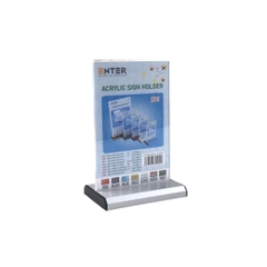 Kệ mica 2 mặt Enter E33 100x150mm đế nhôm A6, Kệ menu nhà hàng, Standee mica để bàn, Bảng quét mã QR Code (20)