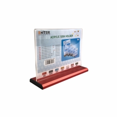 Kệ mica 2 mặt Enter E34 210x150mm đế nhôm A5 ngang, Kệ menu nhà hàng, Standee mica để bàn, Bảng quét mã QR Code (20)