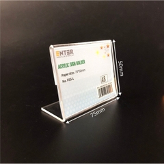 Kệ mica 1 mặt Enter F05-L 75x50mm A8 ngang, Kệ menu chữ L, Khung thông tin sản phẩm, Khung bảng giá, Kệ trưng bày để bàn (20)