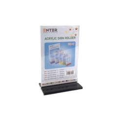Kệ mica 2 mặt Enter E10-U 100x150mm đế lùa uốn bằng, Kệ menu nhà hàng, Standee mica để bàn, Bảng quét mã QR Code