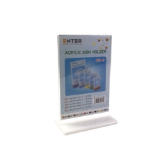 Kệ mica 2 mặt Enter E10-U 100x150mm đế lùa uốn bằng, Kệ menu nhà hàng, Standee mica để bàn, Bảng quét mã QR Code
