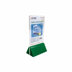 Kệ mica 2 mặt Enter E10-A 100x150mm đế lùa uốn chân chữ A, Kệ menu nhà hàng, Standee mica để bàn, Bảng quét mã QR Code