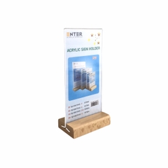 Kệ mica 2 mặt Enter E43 100x210mm đế gỗ 1/3A4 đứng, Kệ menu nhà hàng, Standee mica để bàn, Bảng quét mã QR Code (20)
