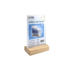 Kệ mica 2 mặt Enter E44 100x150mm đế gỗ A6 đứng, Kệ menu nhà hàng, Standee mica để bàn, Bảng quét mã QR Code (20)