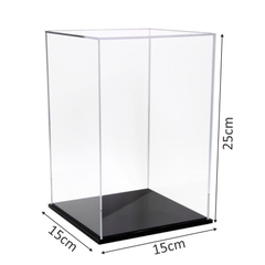 Hộp mica Enter BOX108 15x15x25cm mica dày 2mm, đế đen 5mmx2 chữ nhật đứng, Hộp trưng bày mô hình, Hộp mica trong chống bụi
