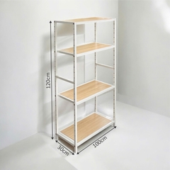 Kệ sắt 4 tầng Enter KG100120-4 100x30x120cm, Kệ đa năng nâng hạ tầng, Kệ sắt tầng gỗ, Giá sắt