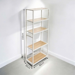 Kệ sắt 5 tầng Enter KG80150-5 80x30x150cm, Kệ đa năng nâng hạ tầng, Kệ sắt tầng gỗ, Giá sắt