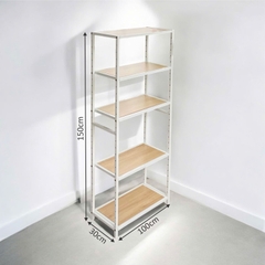 Kệ sắt 5 tầng Enter KG100150-5 100x30x150cm, Kệ đa năng nâng hạ tầng, Kệ sắt tầng gỗ, Giá sắt