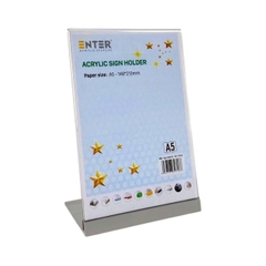 Kệ mica 1 mặt Enter E53 150x210mm đế nhôm A5 đứng