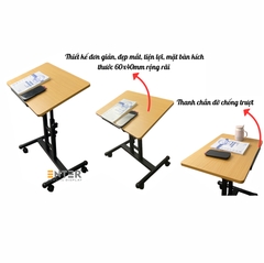 Bàn gỗ di động Enter BG103 60x40cm, Bàn nâng hạ đa năng, Bàn gỗ đa chức năng, Bàn gấp gọn thông minh