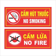Bảng cấm lửa / cấm hút thuốc 35x15cm màng mica 0.5mm dán decal
