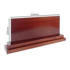 Bảng chức danh đế gỗ DG04 chân 2 cấp 355x70mm, thân trên 310x120mm