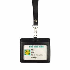 Dây đeo thẻ lụa 1.5cm đầu móc khóa [50] (100)