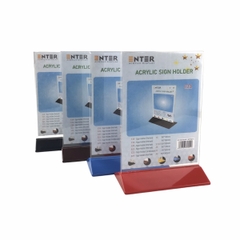Kệ mica 2 mặt Enter E21 150x210mm đế màu A5 đứng, Kệ menu nhà hàng, Standee mica để bàn, Bảng quét mã QR Code (20)